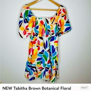 NEW Tabitha Brown Botanical Floral
Leaf Multicolor Dress Poof Sleeve Size M NWT